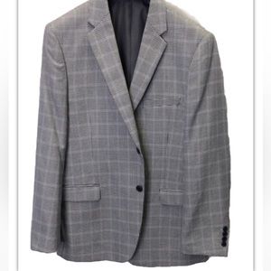 JAMES CAMPBELL Mens Grey and Blue Houndstooth Sport coat NWT 42L
